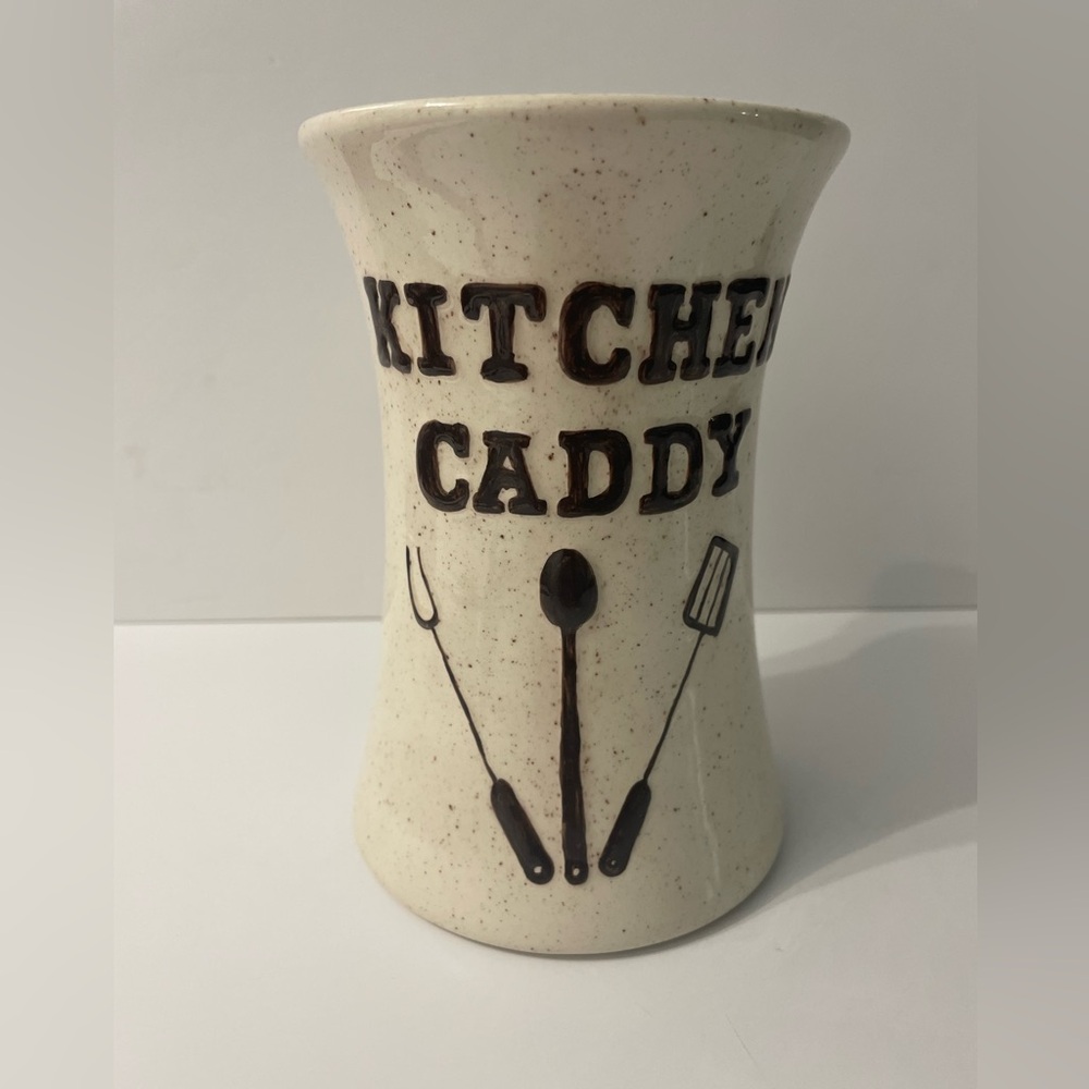 Vintage 1980 Kitchen Caddy Ceramic Utensils Holder Retro Decor Organizer